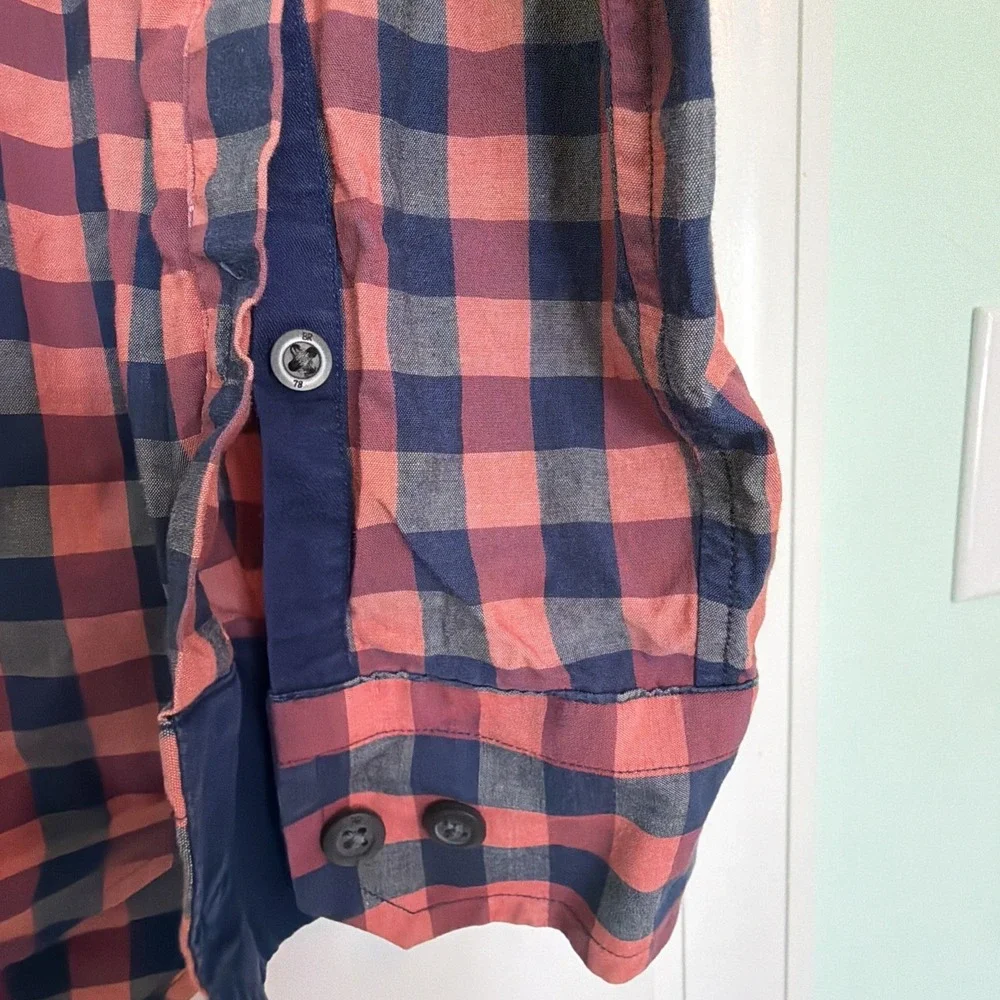 Banana Republic Shirt Men Size Large Slim Fit Quilted Gingham Button Down Casual